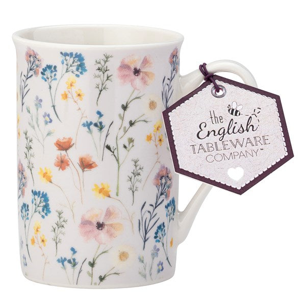 The English Tableware Company Pressed Flowers Purple Flare Rim Mug
