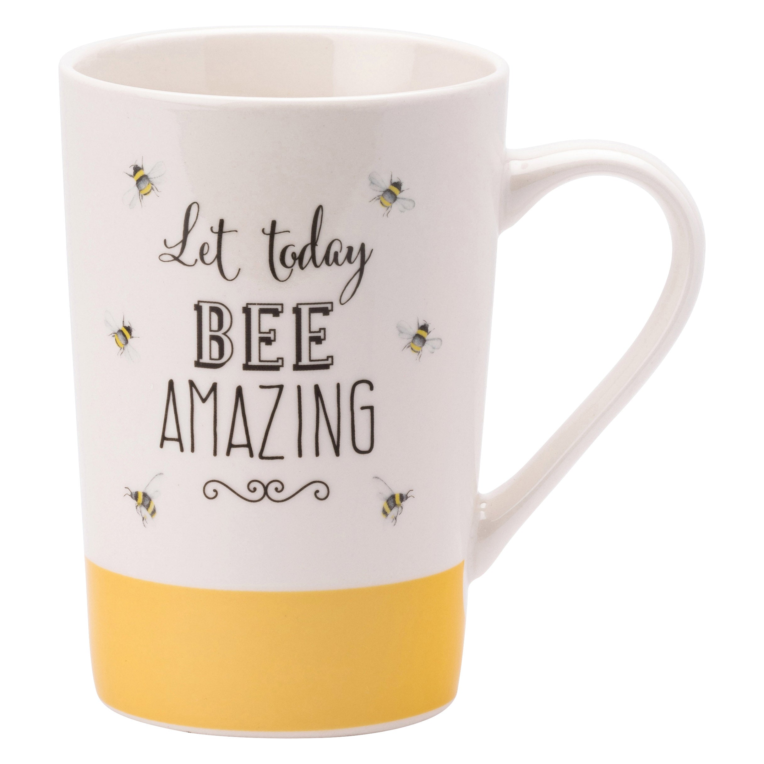 The English Tableware Company Bee Happy 'Let Today Bee Amazing' Yellow Latte Mug