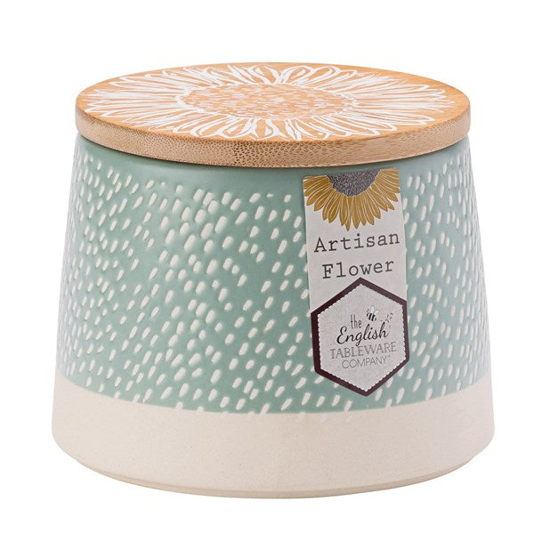 The English Tableware Company Artisan Flower Blue Canister with Bamboo Lid