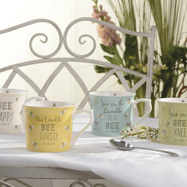 The English Tableware Company Bee Happy Blue Mug