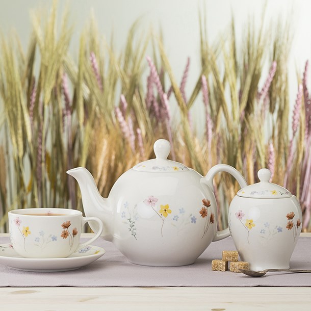 The English Tableware Company Pressed Flowers Sugar Pot