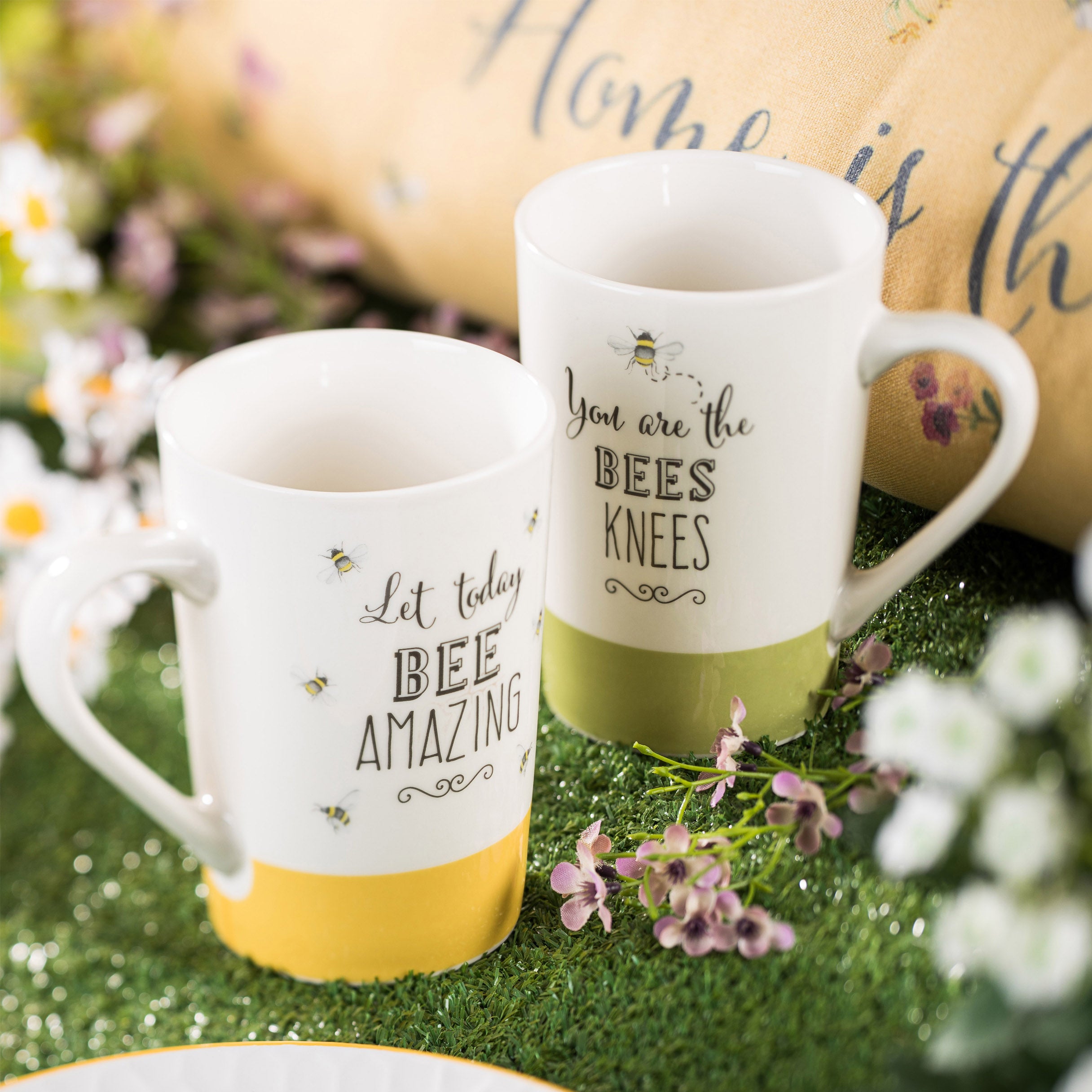 The English Tableware Company Bee Happy 'Let Today Bee Amazing' Yellow Latte Mug